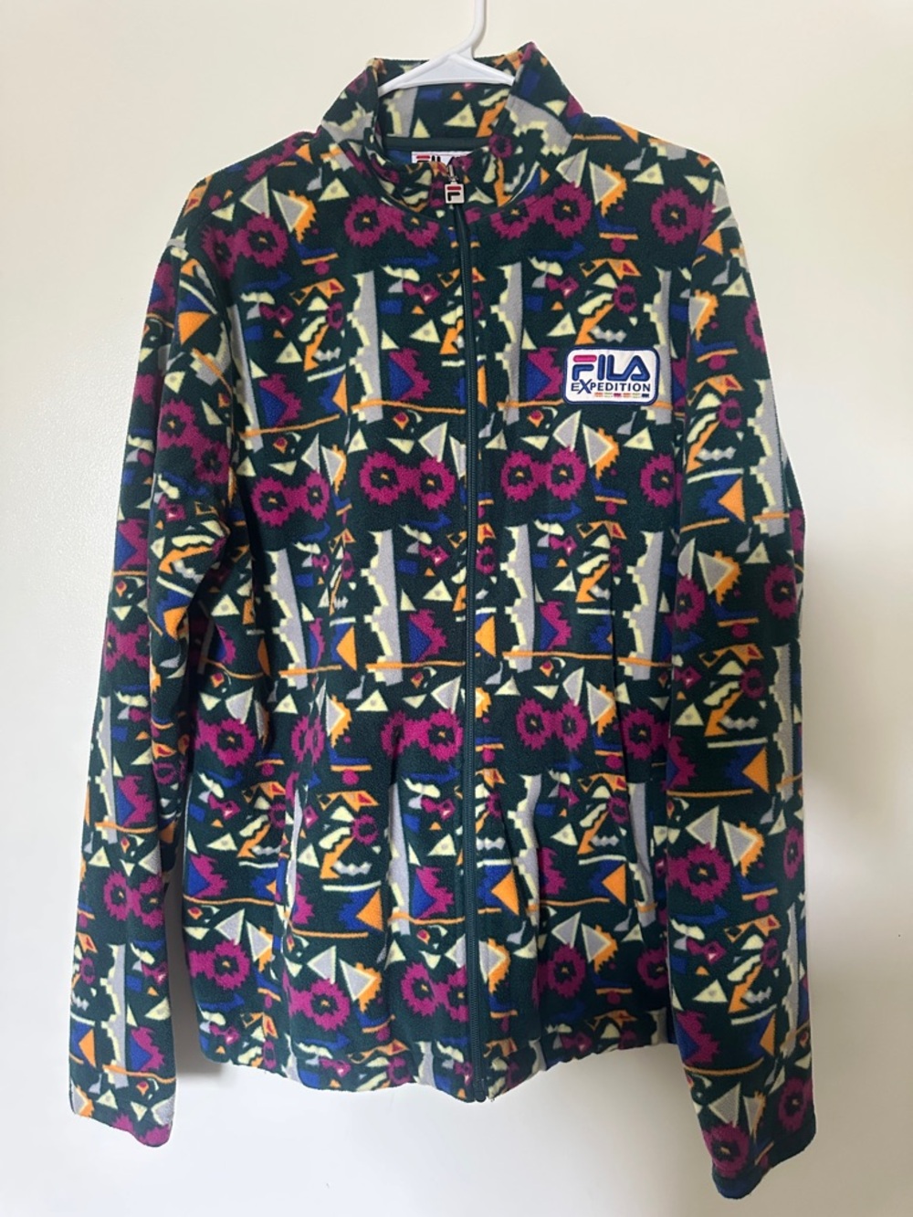 Fila Colorblock Tribal Print Fleece Jacket - Purple Green Orange